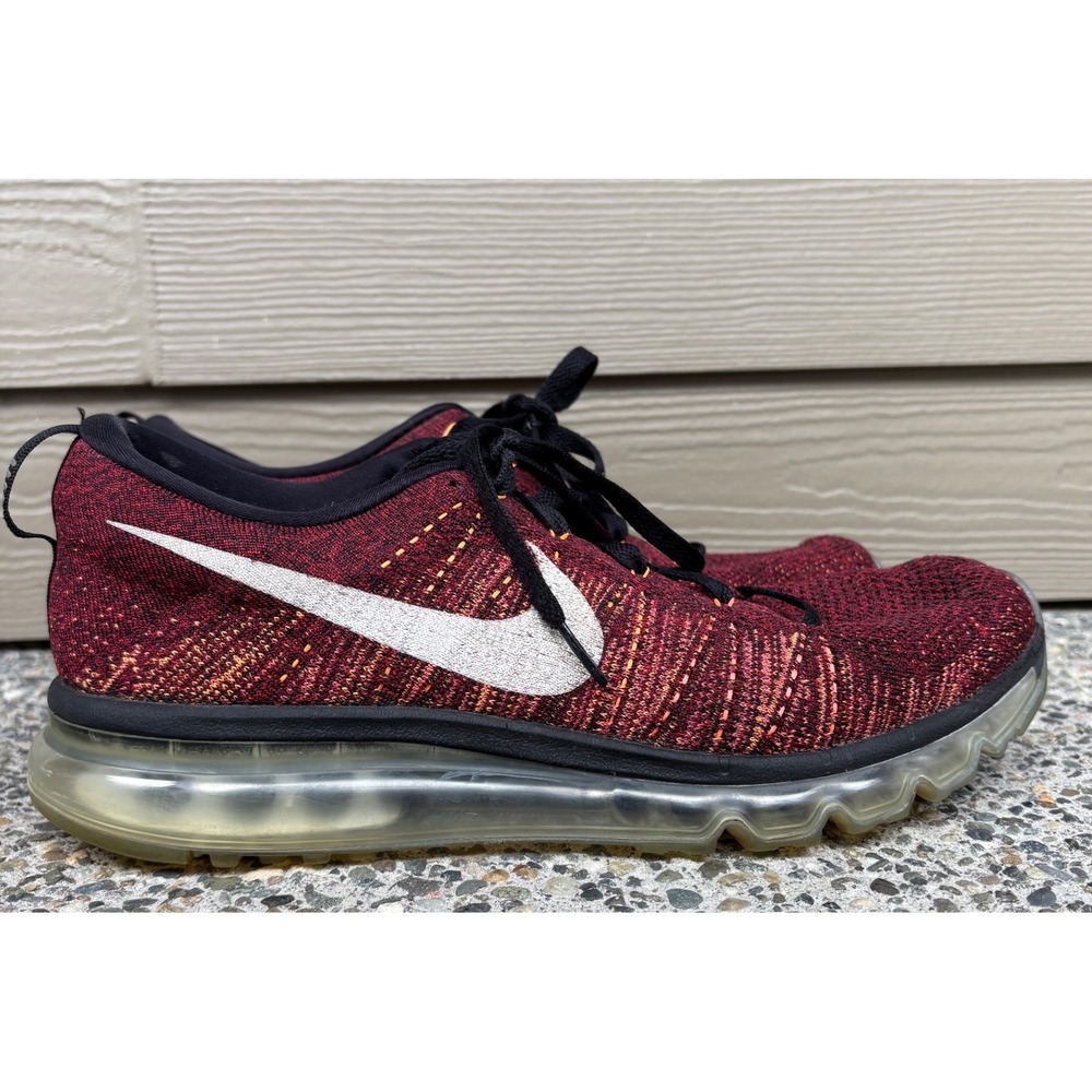 Nike Flyknit Air Max Sneakers Running Shoes Maroon Orange 620469-011 Men Size 11